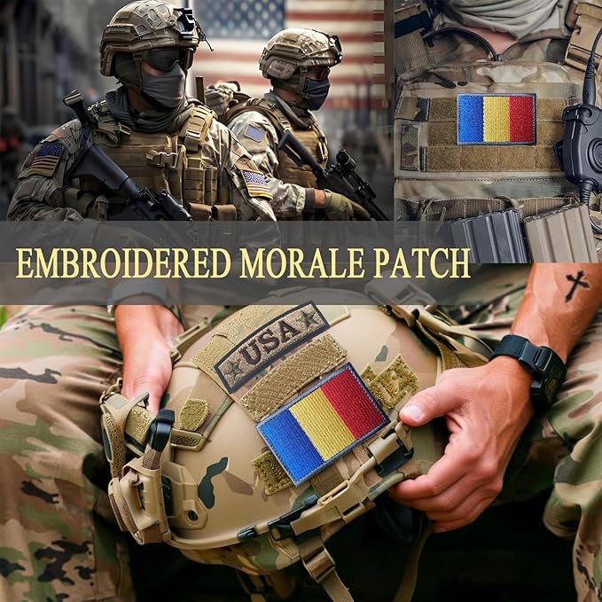 EmWoot 2PCS Romania Flag Patch Embroidered Morale Patch Military Tactical Patches Hook and Loop