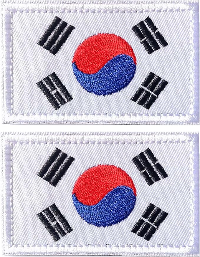 EmWoot 2PCS South Korea Flag Patch Embroidered Morale Patch Military Tactical Patches Hook and Loop