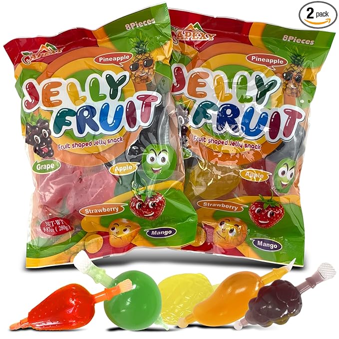 Apexy Jelly Fruit Candy – Assorted Fruit Flavors, Juicy Chewy Gel Snacks, Kids & Adults Party Favors, Fun Treats for Goodie Bags & Events 9.87oz (9.87oz Pack of 2)