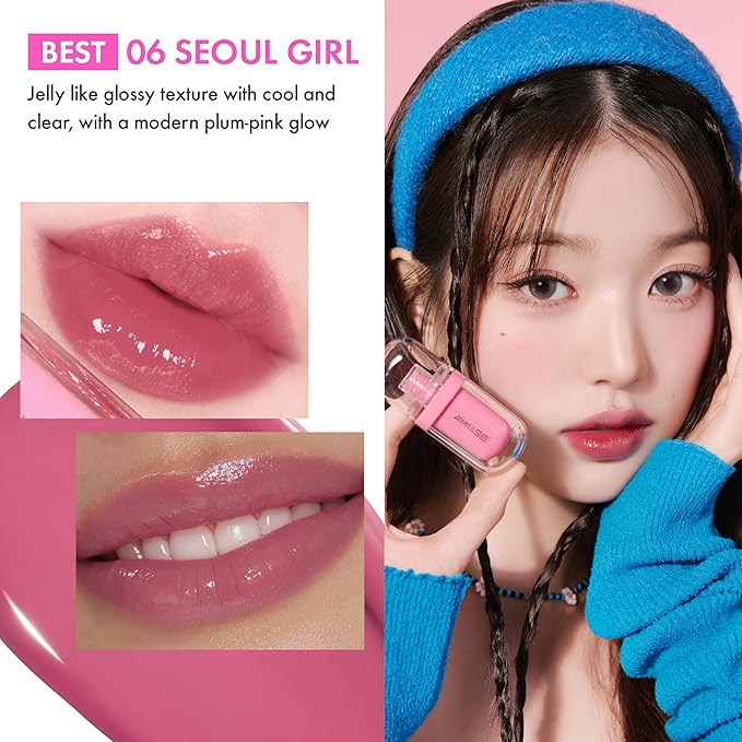 Amuse Seoul Jel-Fit Tint (05 Oat Fig) | Korean Jelly Lip Tint, Long-Lasting Lip Stain, Hydrating & Glossy, Hyaluronic Acid for Smooth Moisturized Lips, High Pigmentation, Vegan