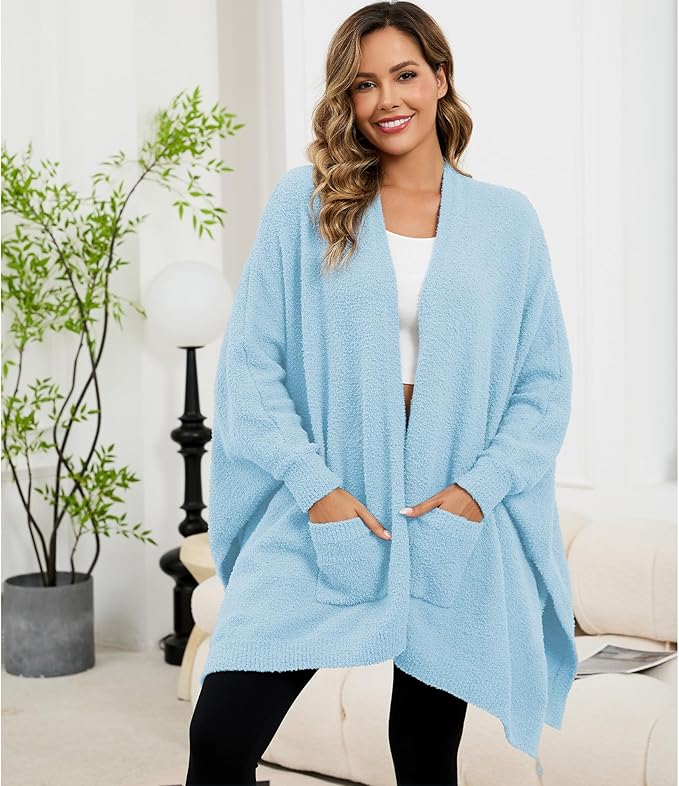 Wearable Blanket Sherpa Poncho Unique Office Work Warm Cozy Shawl TV Throw Blankets, Plush Cape Wrap for Adults