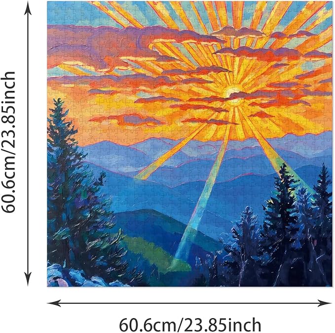 Saralluna Puzzle for Adults 1024 Pieces, Bold Sunset Mountain Scene Puzzle, Challening Impossible Difficult Hard Fun 1024 Pieces Jigsaw Puzzles for Adults