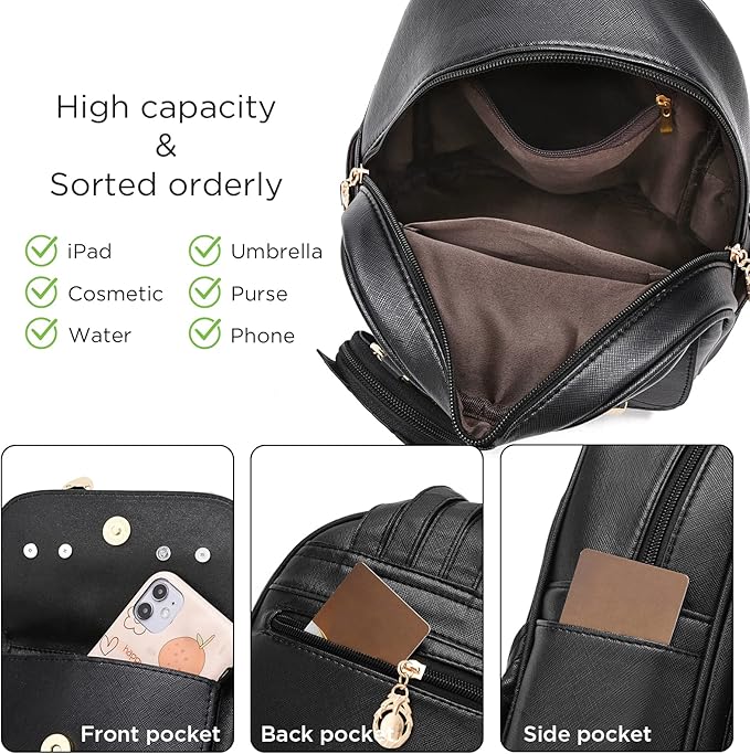I IHAYNER Girls Fashion Backpack Mini Purse Backpack for Women Small Leather Backpack Purse for Teen Girls with Coin Purse | Backpack Purse, with Coin Purse