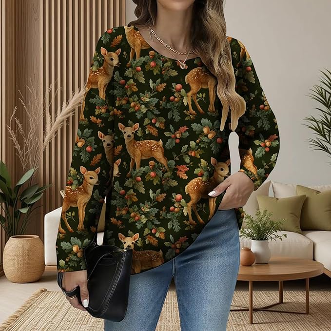 LIZALIG Women's Fall Christmas Snowman Sweater Long Sleeve Crewneck Pullover Festive Holiday Winter Outfit for Parties