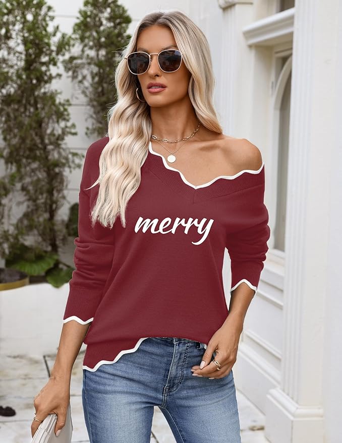 Zeagoo Women's 2026 Fall V Neck Sweater Casual Long Sleeve Lightweight Ribbed Knit Pullover Sweaters Dressy Casual Tops