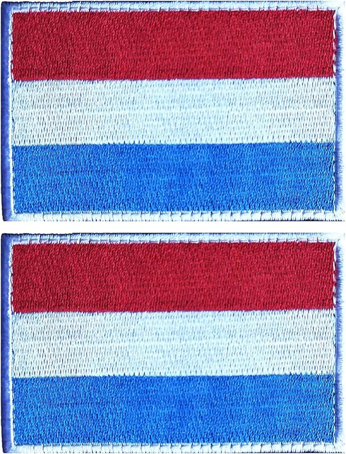 EmWoot 2PCS Luxembourg Flag Patch Embroidered Morale Patch Military Tactical Patches Hook and Loop