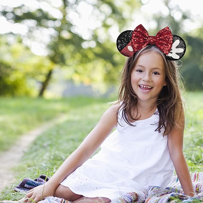 FANYITY Mouse Ears, Sequin Mouse Ears Headband for Girls Women Halloween Birthday Party (Rw)
