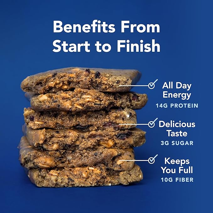 ALOHA Organic Plant Based Protein Bars - Blueberry Bars, Vegan, Low Sugar, Gluten-Free, Low Carb, Non-GMO, No Stevia, No Erythritol - 12 Count (Pack of 1)