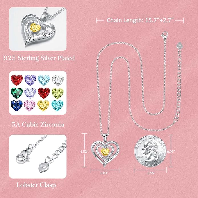 REDBEE Necklaces for Women Birthstone Heart Necklace Jewelry for Wife Girlfriend Woman Necklace