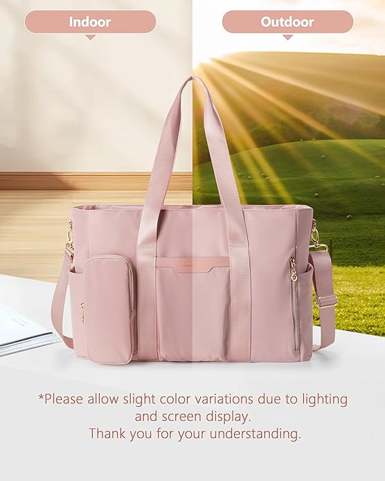 Teacher Tote Bag for Work with 10 Pockets, 15.6" Laptop Water-Resistant Bag with Crossbody Strap for Women, College
