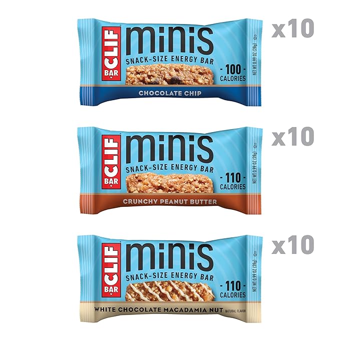 CLIF BAR Minis - Variety Pack - Made with Organic Oats - 4-5g Protein - Non-GMO - Plant Based - Snack-Size Energy Bars - 0.99 oz. (30 Count)