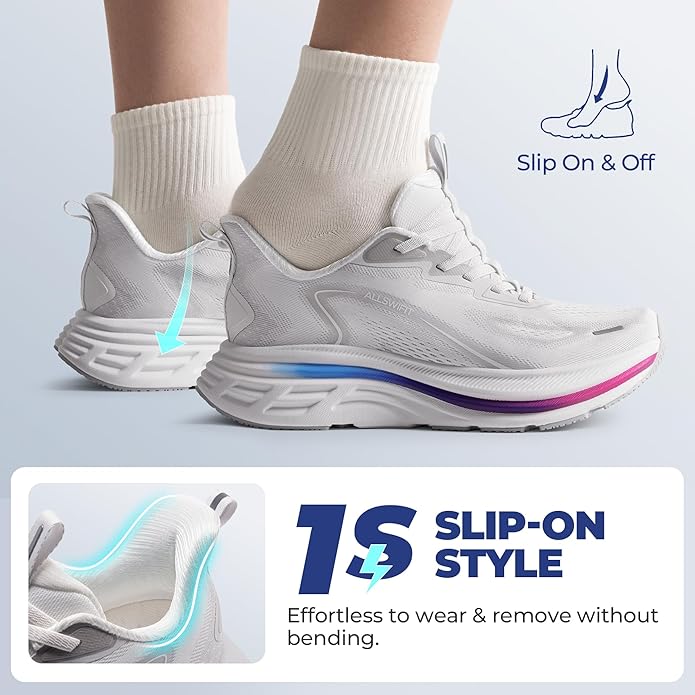Women's Slip On Walking Shoes Hands-Free Cushion Running Tennis Shoes Non-Slip Comfortable Workout Gym Sports Athletic Fashion Sneakers