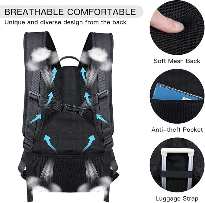 Extra Large Backpack, 18.4 Inch Travel Laptop Backpacks for Men Women with USB Port, 55L Anti Theft Water Resistant College Bussiness TSA Airline Approved Work Computer Backpack, Black