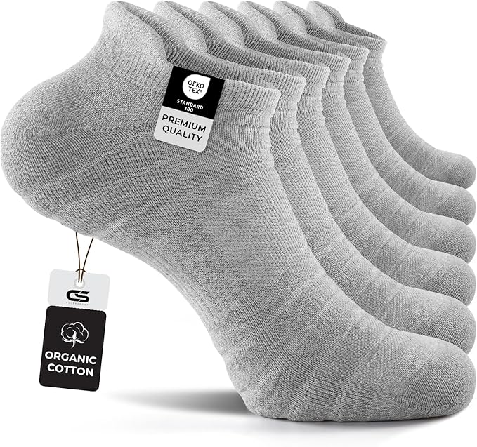 CS CELERSPORT 6 Pack Athletic Running Ankle Socks, Cotton Low Cut Cushioned Anti-Blister Tab Sports Socks Men Women