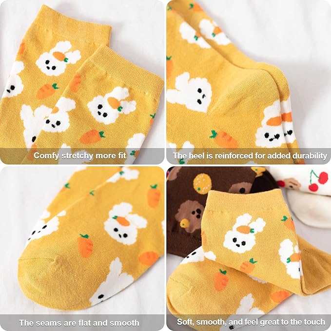 IIG 3-6 Pairs Womens Cute Animal Patterned Funny Novelty Cotton Crew Socks