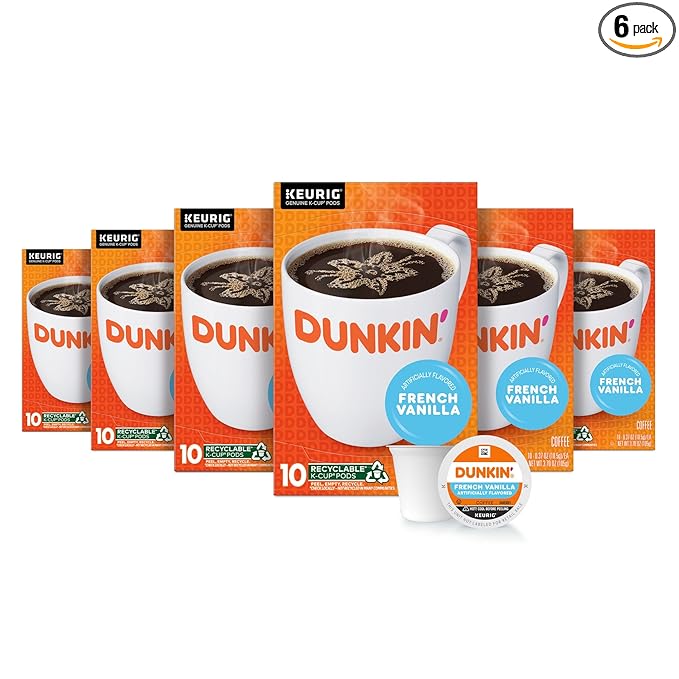 Dunkin' French Vanilla Flavored Coffee, 60 Keurig K-Cup Pods