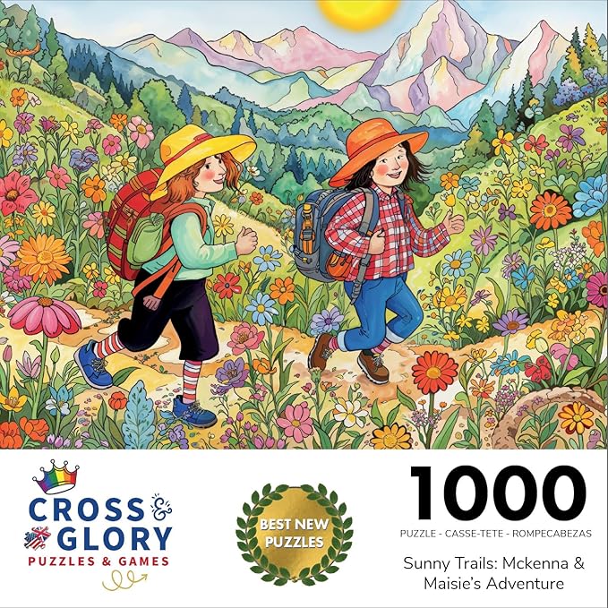 Cross & Glory – Jigsaw Puzzle for Adults 1000 Piece | Sunny Trails: McKenna & Maisie’s Adventure | Whimsical Art Style | Vibrant Design | Satin Finish | 20x27 Inches