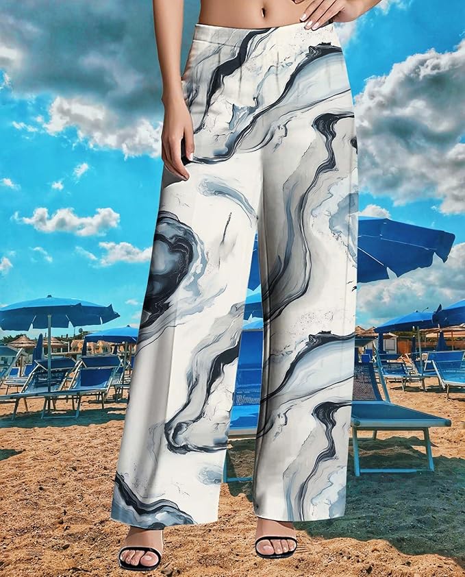 Womens Boho Pants Casual Oversize High Waisted Wide Leg Trousers Pattern Printed Ourdoors Pant for 2025 Summer