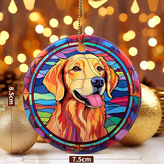 Jocidea Golden Retriever Ornament Christmas, 2.8" Ceramic Christmas Decoration, Dog Christmas Tree Ornament, Holiday Ornament Gift, Golden Retriever Themed Gifts, Christmas Keepsake Ideas