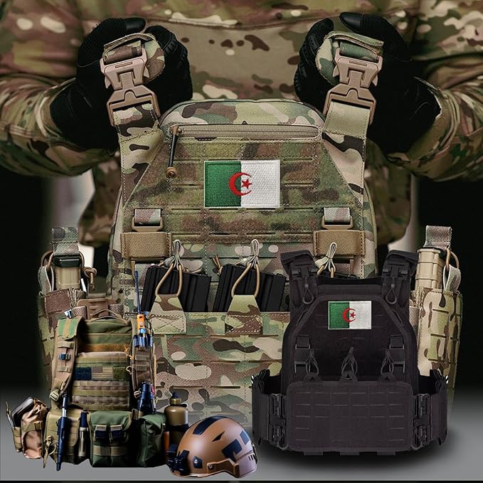 EmWoot 2PCS Algeria Flag Patch Embroidered Morale Patch Military Tactical Patches Hook and Loop