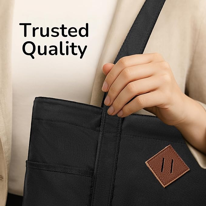 Women Work Tote, Daily Commute, Office Tote, with Laptop Sleeve, Zipper Closure, with Silver Foil Pocket, Easy Access Multiple Pockets, Large Size 22L