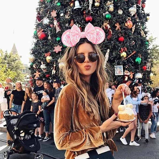DRESHOW Mouse Ears Bow Headbands Minnie Ears Headband Glitter Party Decoration Cosplay Costume for Women