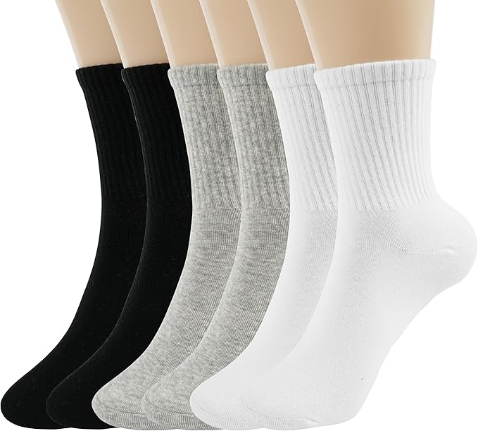 BomKinta Women Casual Calf Socks - Cute Cotton Crew Socks - Soft Above Ankle Sock 6 Pairs Size 5-10