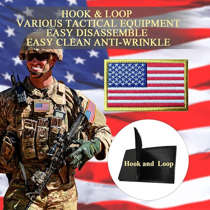 EmWoot 2PCS America US Flag Patch Embroidered Morale Patch Military Tactical Patches Hook and Loop