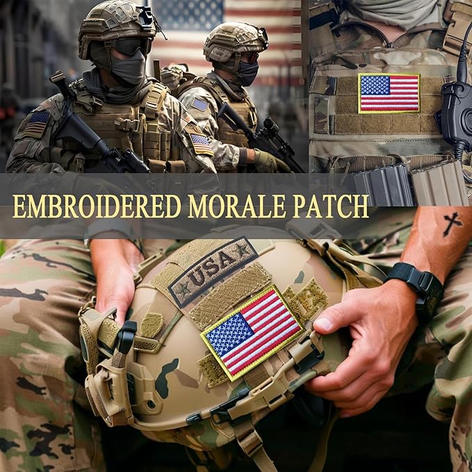 EmWoot 2PCS America US Flag Patch Embroidered Morale Patch Military Tactical Patches Hook and Loop