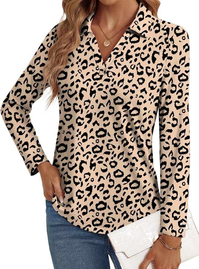 3/4 Length Sleeve Womens Tops Dressy Casual V Neck Polo Shirts Business Work Blouses 2025 Trendy Tunic Top