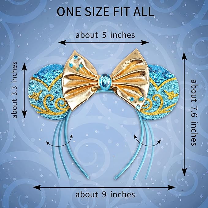 zhezesmila Sparkling Mouse Ears Sequin Bow Ears Headband for Women Dazzling Princess Hair Band Headwear for Princess Costume Theme Birthday Party