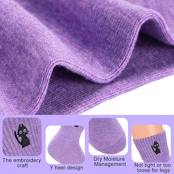 Eurzom 10 Pairs Socks Womens Crew Elastic Ankle Length Cotton Socks Aesthetic Cute Lightweight Low Cut Gifts for Women