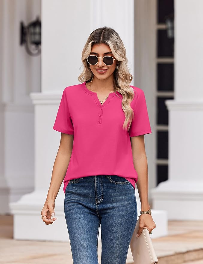 Zeagoo Womens Summer Tops V Neck Short Sleeve Shirts Dressy Casual Blouse Spring Vacation Tshirts Clothes