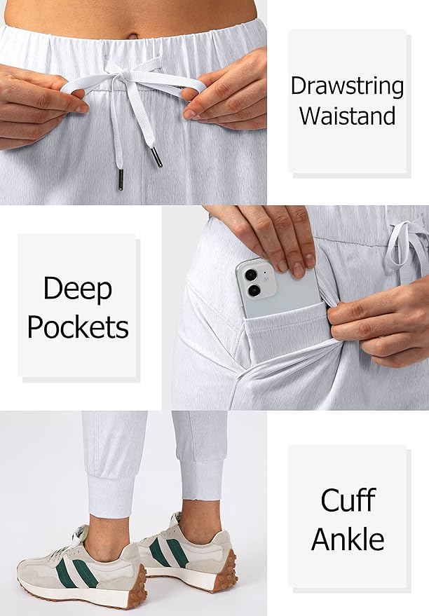 SANTINY Women's Joggers Pants Pockets Drawstring Running Sweatpants for Women Lounge Workout Jogging