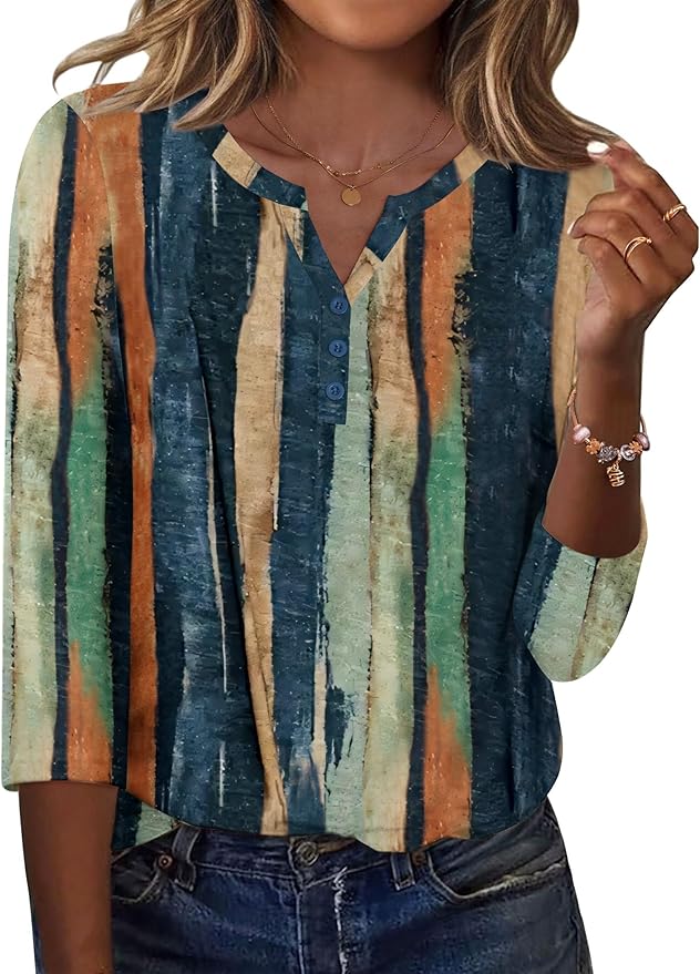 Zeagoo 3/4 Length Sleeve Womens Tops Casual Dressy Summer Blouses Buisness Work Spring Tee Shirts