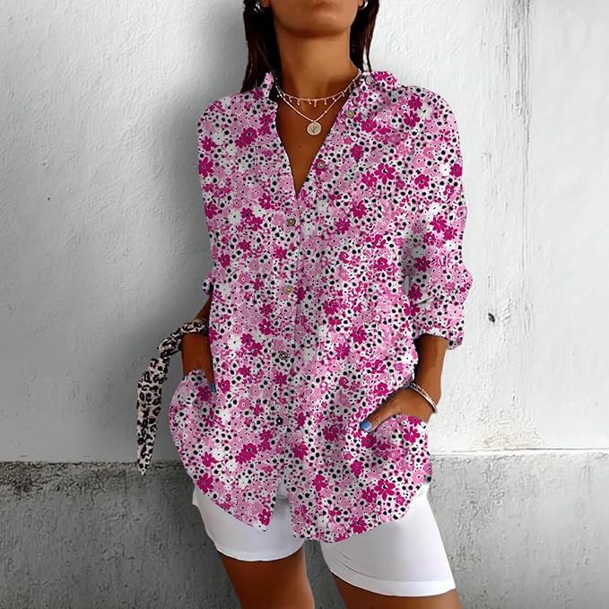 Fashion Summer Shirts Oversized V Neck Basic Vintage Floral Graphic Dressy Button Down Stylish Hawaiian Holiday Outfits
