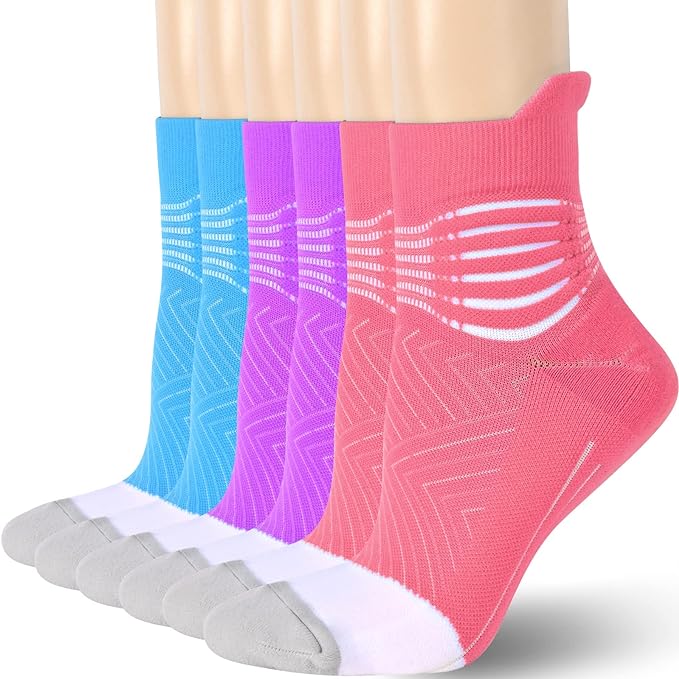 IRAMY Compression Ankle Support Socks Women - Coolmax Wicking, Cushioned Athletic, Plantar Fasciitis Relief 2/3/6 Pairs