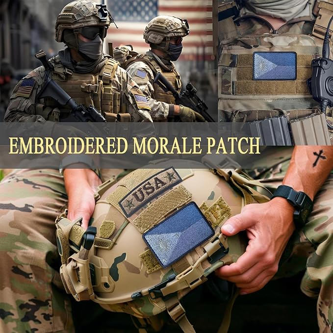 EmWoot 2PCS Philippines Flag Patch Embroidered Morale Patch Military Tactical Patches Hook and Loop(Grey)