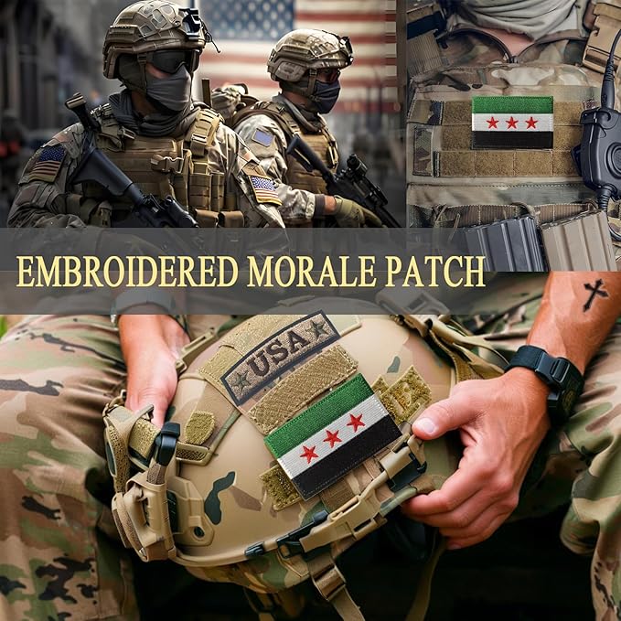 EmWoot 2PCS Syrian New Flag Patch Embroidered Morale Patch Military Tactical Patches Hook and Loop