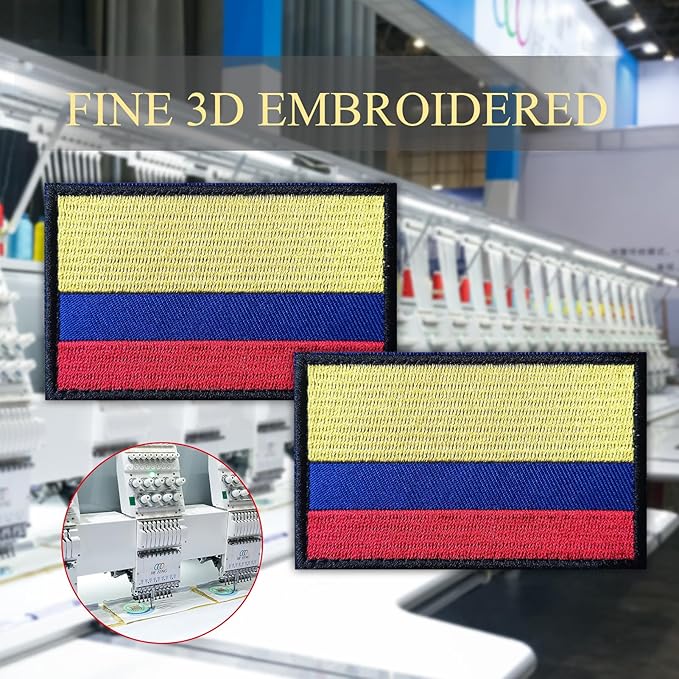 EmWoot 2PCS Colombia Flag Patch Embroidered Morale Patch Military Tactical Patches Hook and Loop