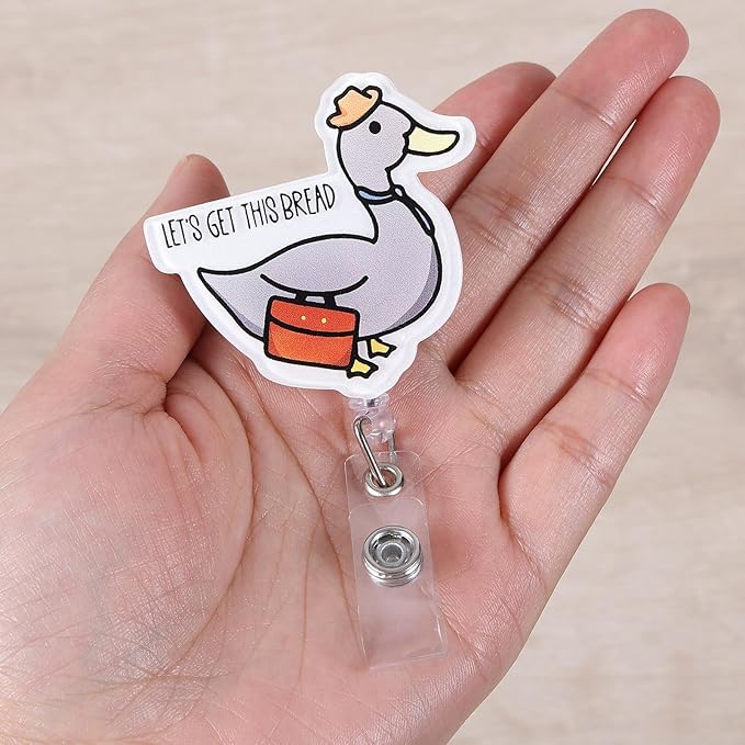 Let's Get This Bread Funny Badge Reel, Nurse ID Name Badge Holder with Retractable Clip, Pediatric Badge Buddy, RN Nurse Nursing Student CNA MA Medical Worker Badge Accessories
