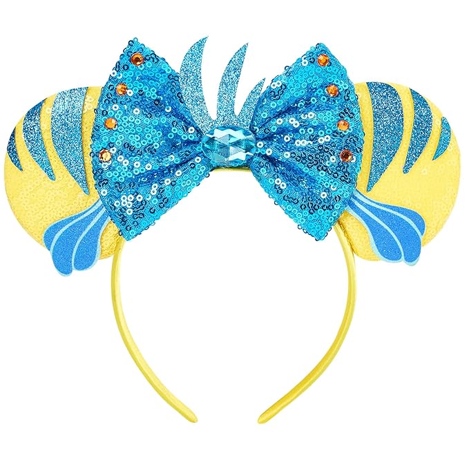 HAMUTH Mouse Ear, Mouse Ear Headband for Women Girls Adult, Sequin Bow Hair Band for Party Trip Parks Costume Cosplay Essentials