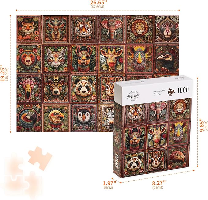 Naturelish Jigsaw Puzzles for Adults 1000 Pieces, Beautiful Detailed Difficult Challenging Puzzle for Relaxing Evening Home Decor, 20x27 Inches, Animal Knitting