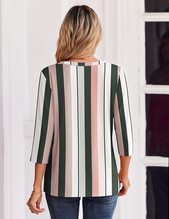 Zeagoo 3/4 Length Sleeve Womens Tops Casual Dressy Summer Blouses Buisness Work Spring Tee Shirts