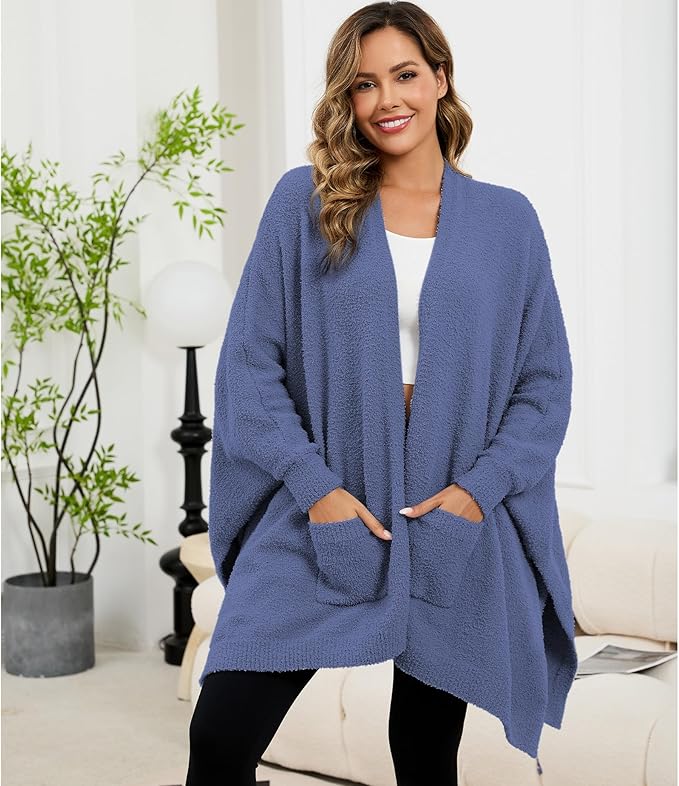 Wearable Blanket Sherpa Poncho Unique Office Work Warm Cozy Shawl TV Throw Blankets, Plush Cape Wrap for Adults