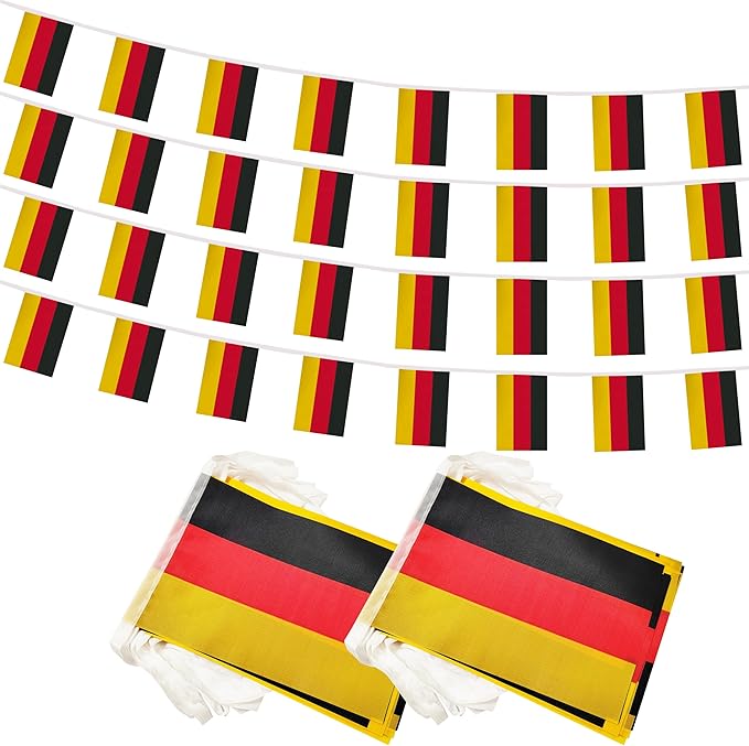 Yamiuo 100 Feet Germany String Flag, 76 Pcs German Banner Flag, Small Mini World Banner Flags for Sports Events, Bars Decorations, School Festivals, Party Decorations, Celebrations (Germany)