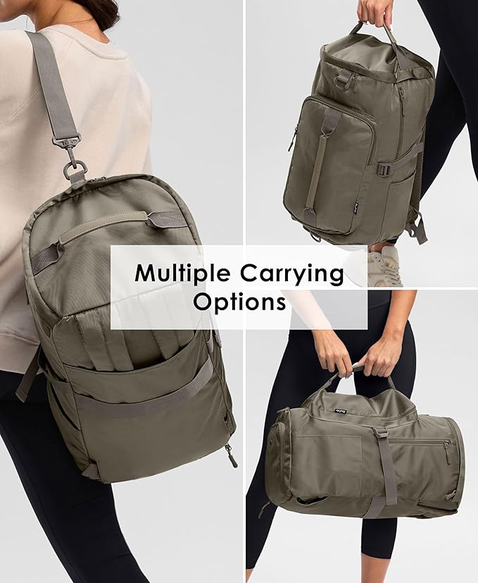 Gym Bag for Women with Shoe Compartment and Wet Pocket Convertible Gym Backpack workout Duffel Bag Multiple Pockets 30L