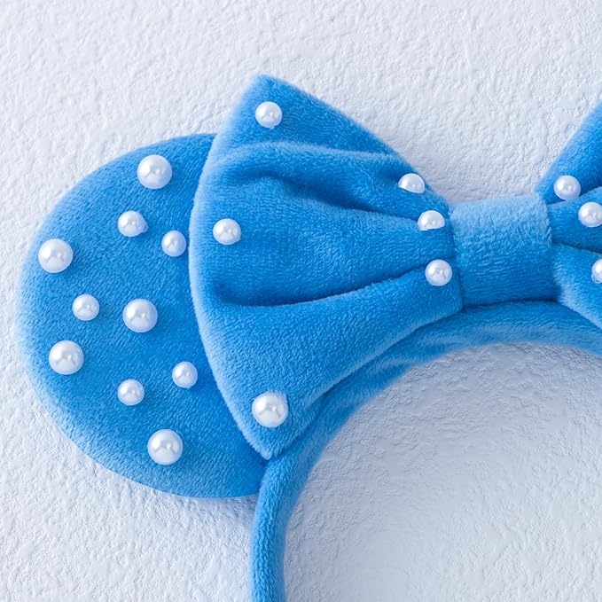 KARETT Sequins Mouse Ears Headband With Glitter Bow Princess Party Decorations For Girls Women