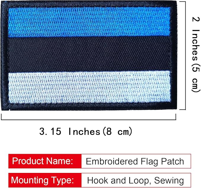 EmWoot 2PCS Estonia Flag Patch Embroidered Morale Patch Military Tactical Patches Hook and Loop