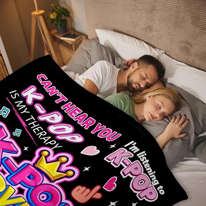 Kpop Blanket Gifts for K-Pop Fans - Super Soft Flannel Kpop Blankets for Girls Teen Fans Bedding Couch Sofa - Korean Kpop Merch Fandom Throw for Idol Lovers Dorm Decor Christmas (Style 01, 60 X 80)